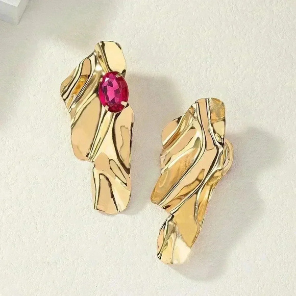 Multicolor Women's Exaggerated Sea Wave Shape Luxurious Earrings - Picture 6 of 6